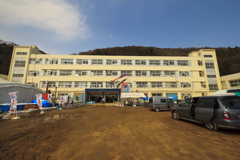 避難所だった湊小学校